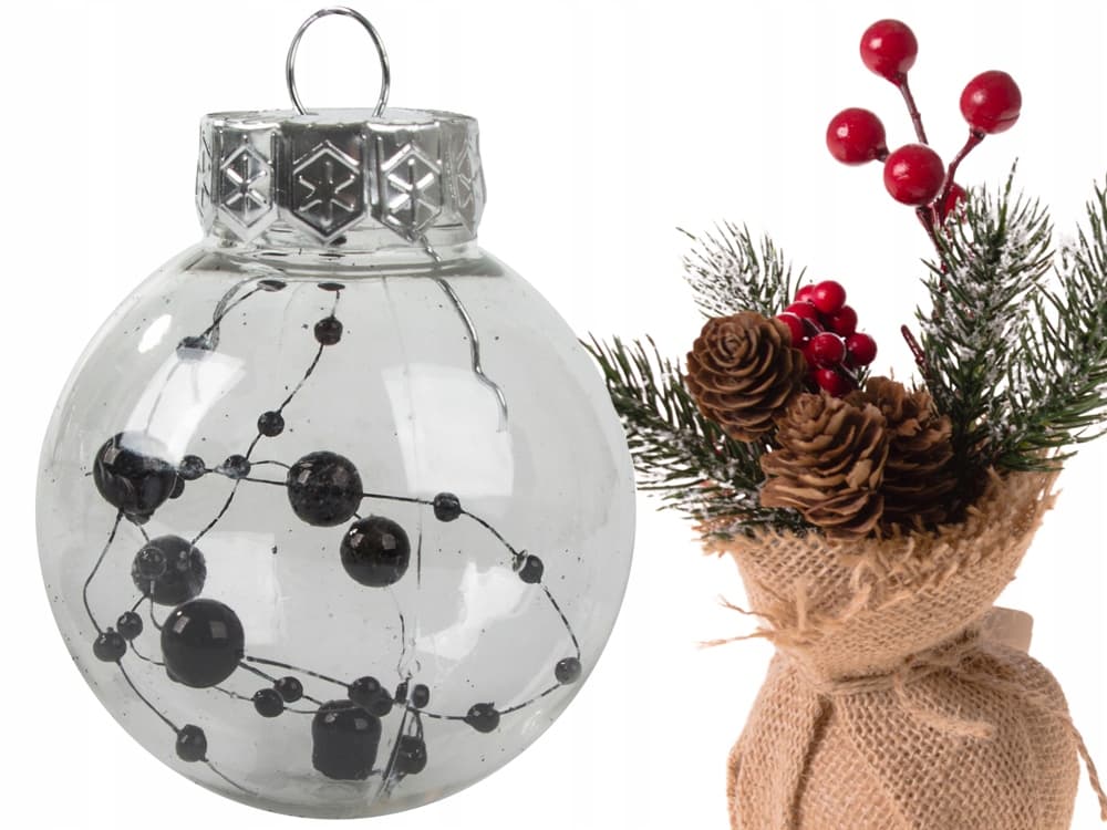 Bombki choinkowe na choinkę 6cm zestaw 24szt święta czarne świąteczne